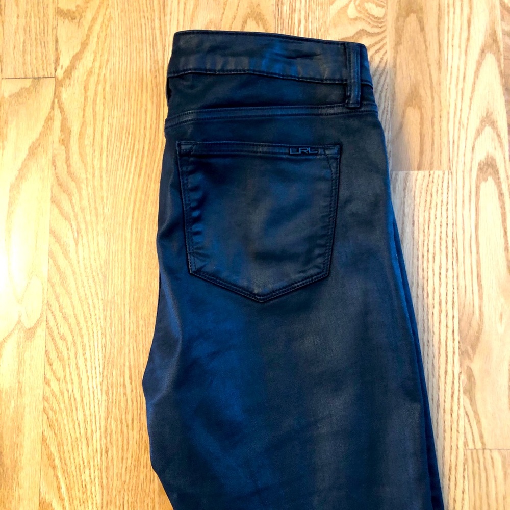 Black shiny skinny jeans